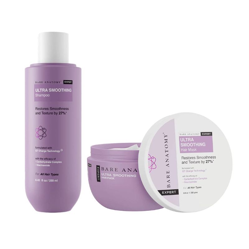 Photo 1 of Ultra Smoothing Shampoo + Hair Mask Kit | Restores Smoothing & Texture by 27% | Carbohydrate Complex & Niacinamide | Dry & Frizzy Hair | Paraben & Sulphate Free | 250ml + 250g
