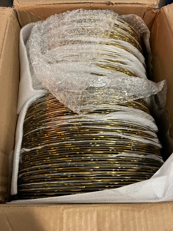 Photo 1 of 100 Pcs Gold Charger Plates Bulk, 13 Inch Round Charger Plate Set, Plastic Embossed Dinner Chargers Floral Plates for Wedding, Christmas, Party, Event, Decoration (Gold)