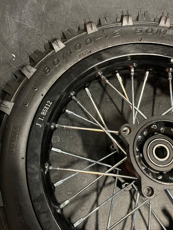 Photo 1 of LOYALHEARTDY 60/100-14 Front & 80/100-12 Rear Off-Road Motorcycle Wheels for Dual-Sport Bikes, Black Aluminum