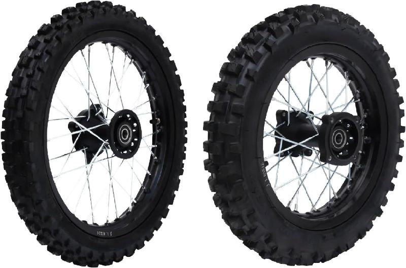 Photo 1 of LOYALHEARTDY 60/100-14 Front & 80/100-12 Rear Off-Road Motorcycle Wheels for Dual-Sport Bikes, Black Aluminum