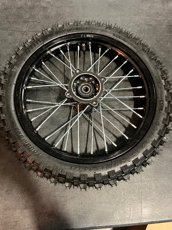 Photo 1 of LOYALHEARTDY 60/100-14 Front & 80/100-12 Rear Off-Road Motorcycle Wheels for Dual-Sport Bikes, Black Aluminum