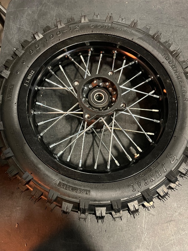 Photo 1 of LOYALHEARTDY 60/100-14 Front & 80/100-12 Rear Off-Road Motorcycle Wheels for Dual-Sport Bikes, Black Aluminum