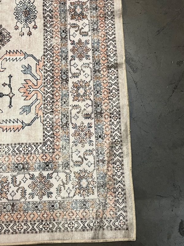 Photo 1 of 84"X60" Beige Living Room or Bedroom Rug, Pink/Blue/Beige 