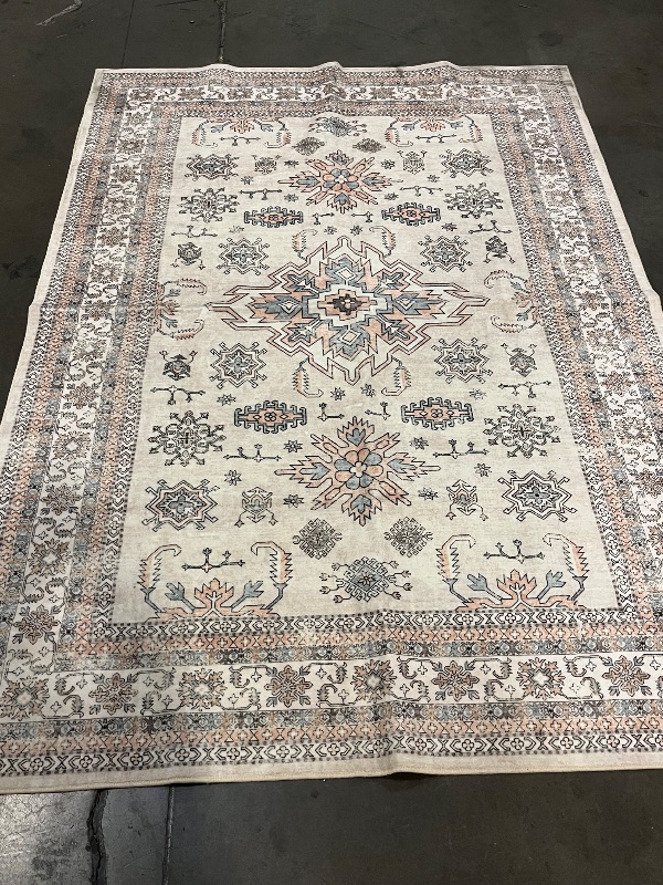 Photo 1 of 84"X60" Beige Living Room or Bedroom Rug, Pink/Blue/Beige 