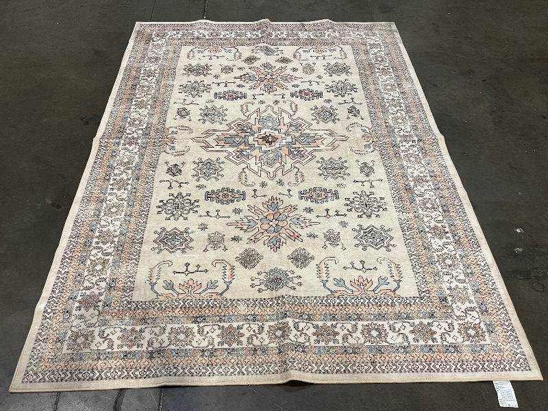 Photo 1 of 84"X60" Beige Living Room or Bedroom Rug, Pink/Blue/Beige 