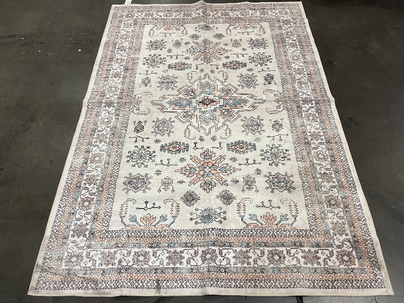 Photo 1 of 84"X60" Beige Living Room or Bedroom Rug, Pink/Blue/Beige 