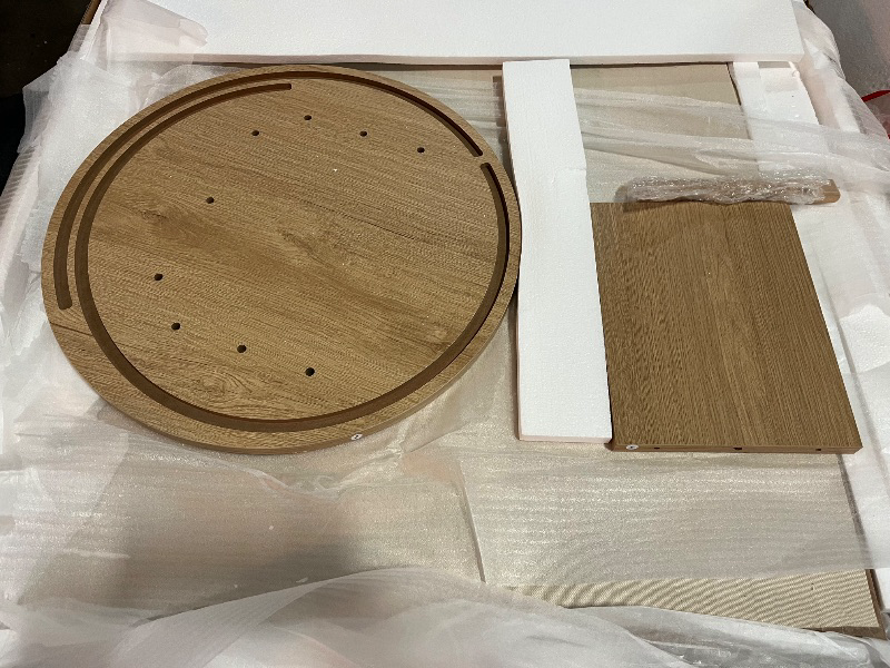 Photo 1 of AVZEAR 31.5" Round Dining Table for 2 People, Small Kitchen Dinner Table with Fluted Wood Base, Farmhouse Circle Dining Tables for Home, Kitchen, Dining Room, Living Room (Nature)
