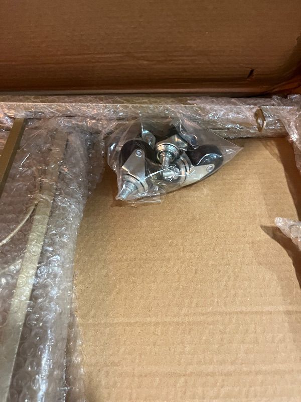 Photo 1 of 3-Tier Metal Flower Display Stand Metal Rolling Plant Cart with Wheels and Brakes, Plant Shelf for Living Room, Balcony, Florist Shop, Gold
