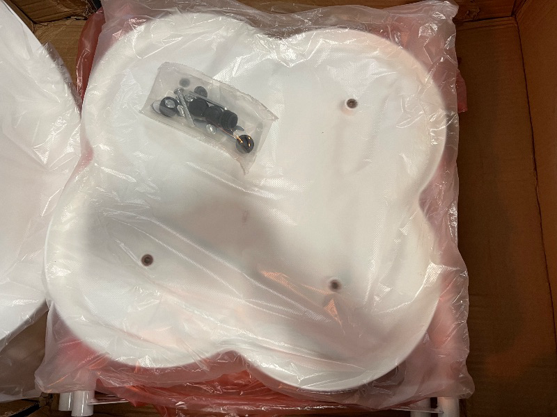 Photo 1 of 2-Tier Modern Side Table, Four-Leaf Clover Shape End Table Coffee Table Tea Table Small Nightstand Sofa Side Snack Table for Bedroom Living Room Creamy White