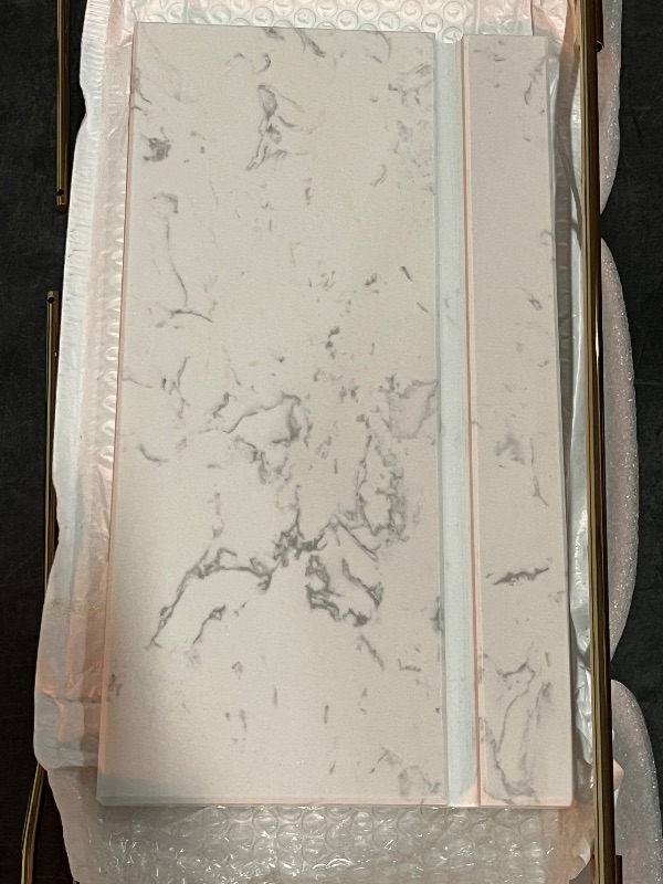 Photo 1 of Marhynchus Metal Marble Bathtub Rack, Bathtub Caddy Tray Stainless Steel Shower Caddy Tray with Extending Sides, Bathroom Trays (Gold White)