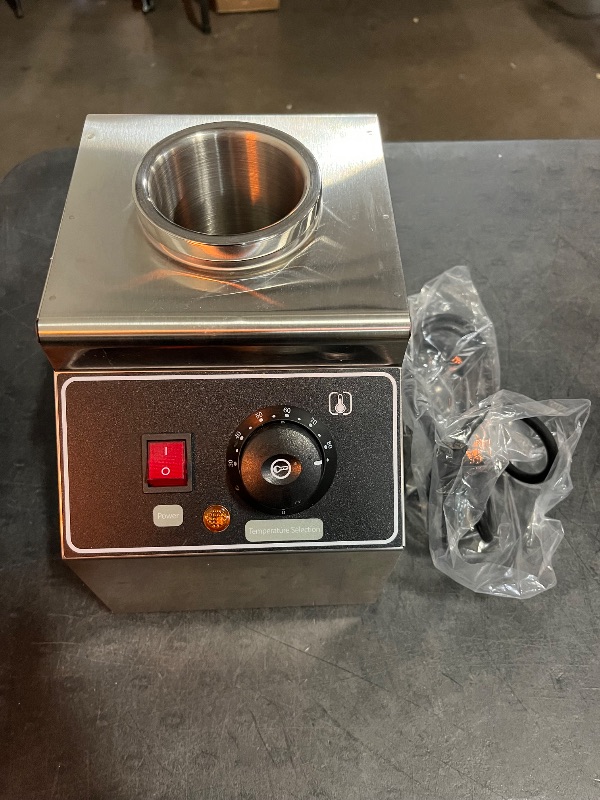 Photo 1 of Electric Sauce Warmer Single-Head Commercial, 22oz Adjustable Temperature (86-185°F) with Dual Heating Modes - Stainless Steel Cheese/Melt Warmer for Restaurant, Coffee Shop

