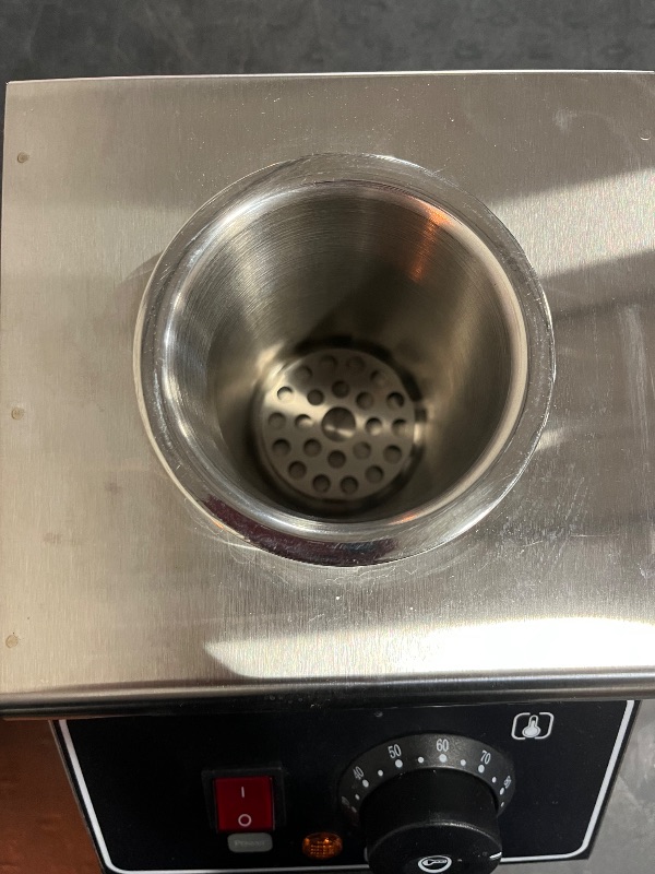 Photo 1 of Electric Sauce Warmer Single-Head Commercial, 22oz Adjustable Temperature (86-185°F) with Dual Heating Modes - Stainless Steel Cheese/Melt Warmer for Restaurant, Coffee Shop
