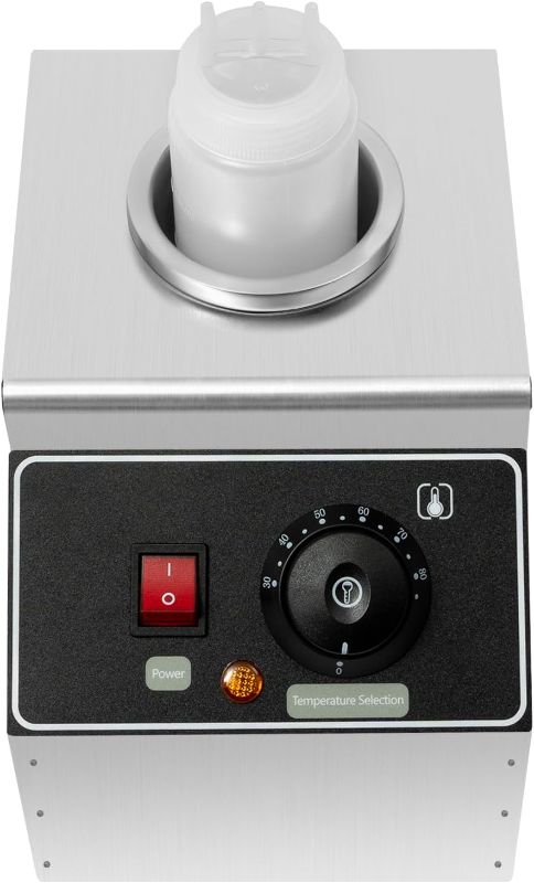 Photo 1 of Electric Sauce Warmer Single-Head Commercial, 22oz Adjustable Temperature (86-185°F) with Dual Heating Modes - Stainless Steel Cheese/Melt Warmer for Restaurant, Coffee Shop
