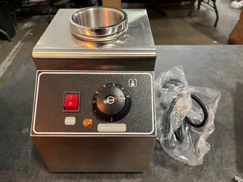 Photo 1 of Electric Sauce Warmer Single-Head Commercial, 22oz Adjustable Temperature (86-185°F) with Dual Heating Modes - Stainless Steel Cheese/Melt Warmer for Restaurant, Coffee Shop
