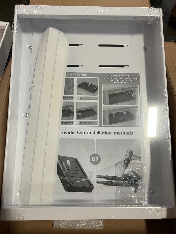 Photo 1 of Insputer Pull Out Cabinet Organizer Expandable, No Drill Slide Out Drawers with 3 Slide Rails, 2Pcs Magnetic Panel, Adhesive Roll Out Shelf for Kitchen, Pantry White