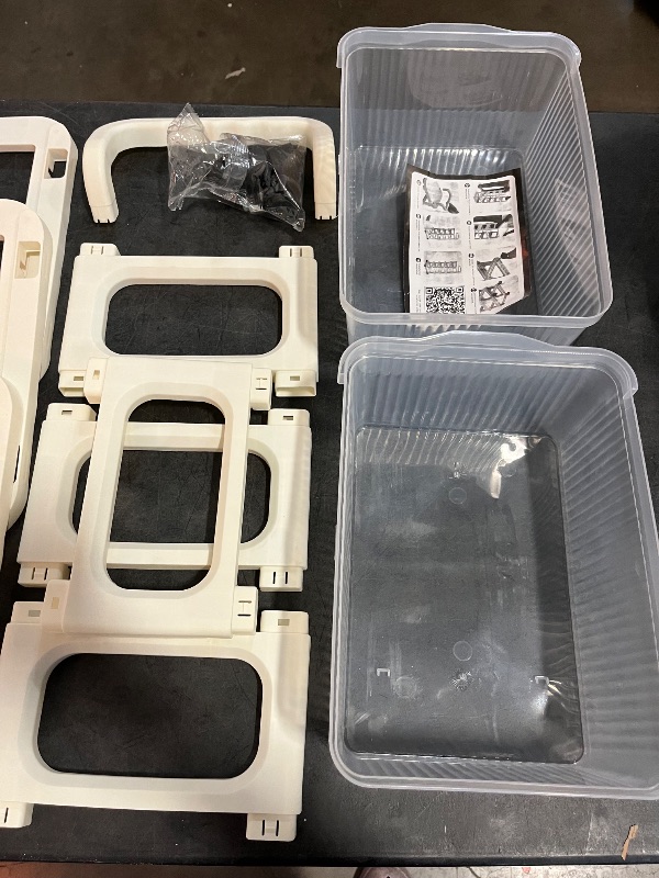 Photo 1 of 2 Drawer Storage Cart, 11.8"D x 14.9"W x 19"H Plastic Rolling Cart with Caster Wheels to Organize Clothes in Bedroom Closet, Storage Organizer for Home Office, White with Clear Drawers
