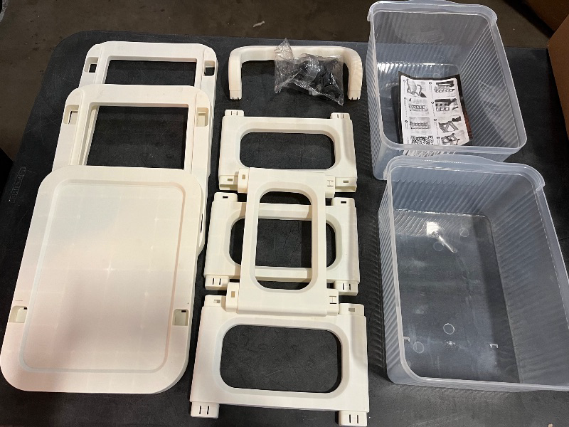 Photo 1 of 2 Drawer Storage Cart, 11.8"D x 14.9"W x 19"H Plastic Rolling Cart with Caster Wheels to Organize Clothes in Bedroom Closet, Storage Organizer for Home Office, White with Clear Drawers
