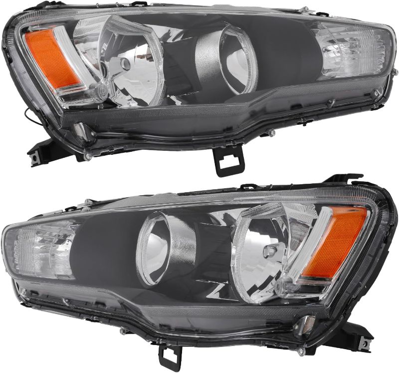 Photo 1 of Halogen Headlight Assembly Pair for 2010-2013 Mitsubishi Outlander, Left & Right Set for ES/SE/GT/LS/XLS Models, Direct Fit Replacement (Bulbs Not Included)