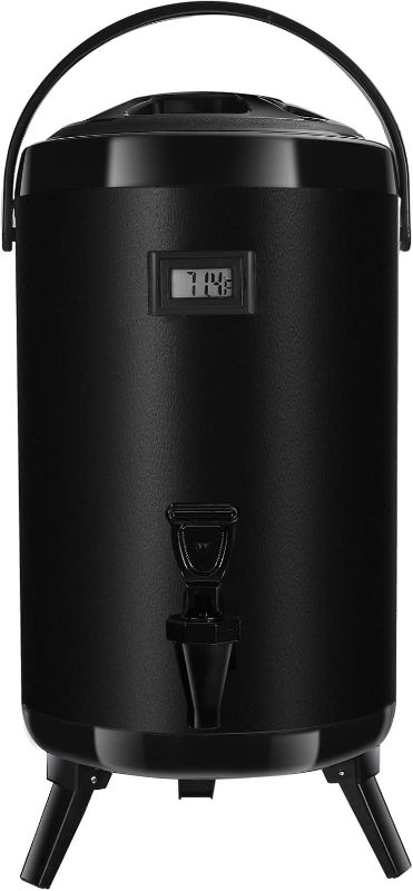 Photo 1 of Hot Beverage Dispenser, Stainless Steel Insulated Beverage Dispenser Cold and Hot Drink Dispenser with Thermometer–10 Liters Water Dispenser with Spigot for Tea & Coffee, Water
