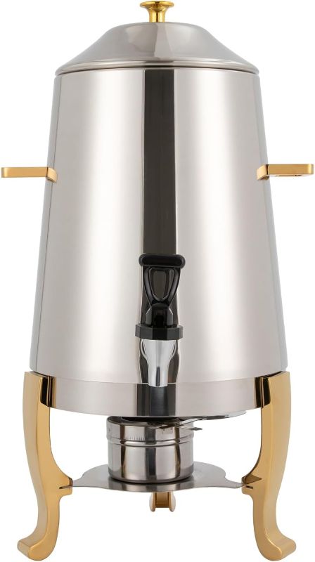 Photo 1 of 3.4 Gallon Stainless Steel Hot Beverage Drink Dispenser Can, Coffee Urn with Fuel Holder Continuous Heating, Tea Water Coffee Chafer Urn with Faucet for Parties Buffet Catering, Gold (Fuel ONLY)