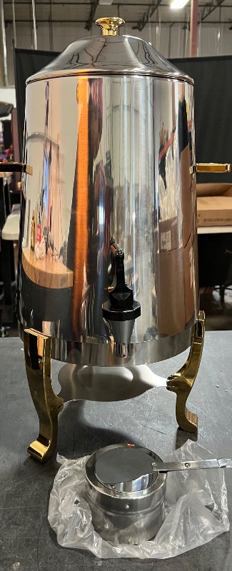 Photo 1 of 3.4 Gallon Stainless Steel Hot Beverage Drink Dispenser Can, Coffee Urn with Fuel Holder Continuous Heating, Tea Water Coffee Chafer Urn with Faucet for Parties Buffet Catering, Gold (Fuel ONLY)