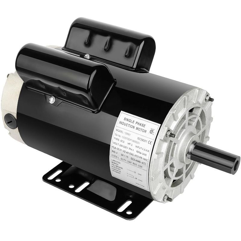 Photo 1 of 5HP Air Compressor Motor Single Phase Electric Motor 3450RPM 208V-230V 7/8" Shaft Diameter, CCW 60HZ Frame, 1Pole
