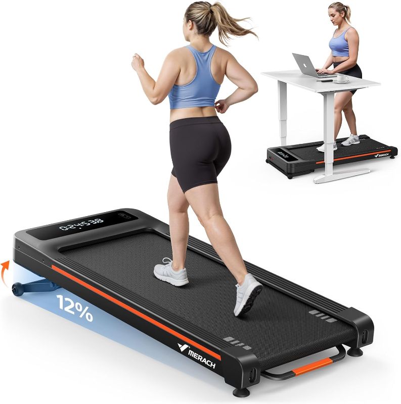 Photo 1 of MERACH Walking Pad with Incline 12% Auto Treadmill for Home, 400lbs Capacity 3.5HP Super Quiet Brushless Walking Pads Under Desk, 16.5"x41.3" Mat Walk Pad with Remote & LED W50 Walking OAD