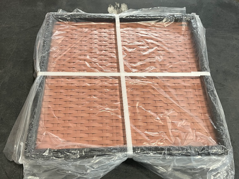 Photo 1 of Balcony Furniture Patio Conversation Set, PE Wicker Rattan Outdoor Lounge Chairs with Soft Cushions 1 Ottoman & Glass Table for Porch, Lawn-Brown Wicker