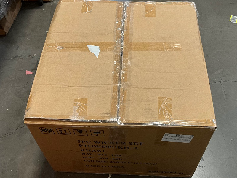 Photo 1 of Balcony Furniture Patio Conversation Set, PE Wicker Rattan Outdoor Lounge Chairs with Soft Cushions 1 Ottoman & Glass Table for Porch, Lawn-Brown Wicker