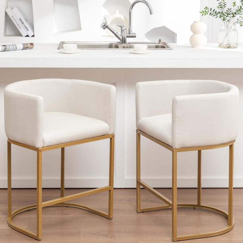 Photo 1 of 2 Metal Tube Replacements ONLY for 25" Gold Bar Stools Set Gold Metal Frames, Counter Height Bar Stools for Kitchen Island