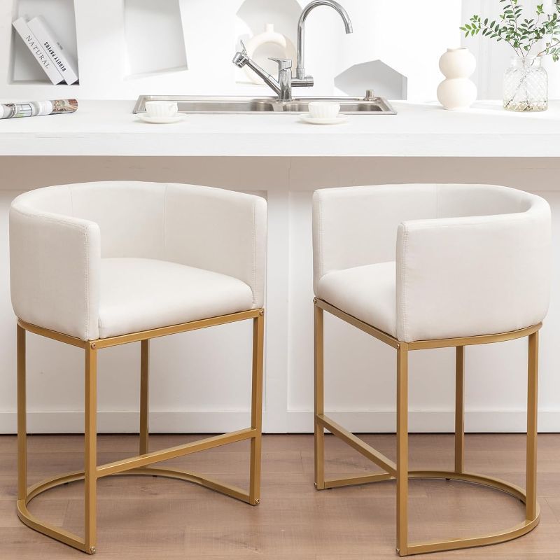 Photo 1 of 25" Gold Bar Stools Set of 2 Metal Tube Replacements ONLY , Gold Metal Frames, Counter Height Bar Stools for Kitchen Island