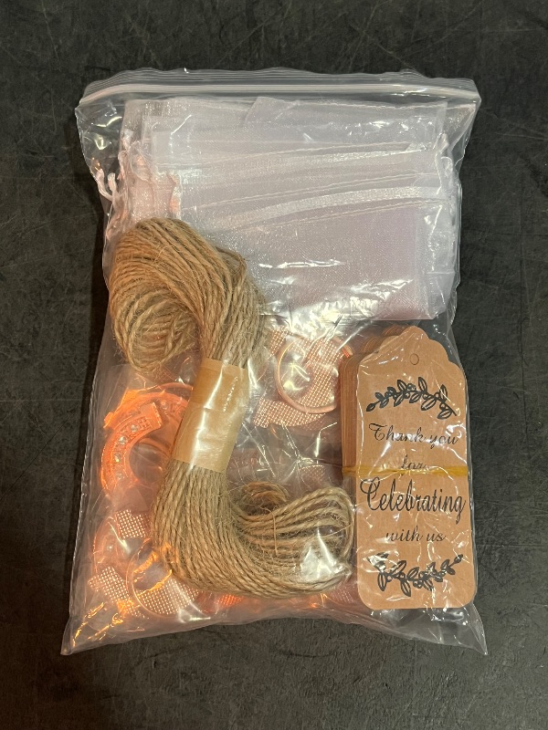 Photo 1 of 20 Set Lucky Horseshoe Keychain Party Favor Bulk Western Cowboy Keyring Charm Accessories Kraft Tag Organza Bag for Guest Baptism Bridal Baby Shower Valentine Wedding Gift(Large,Rose Gold)
