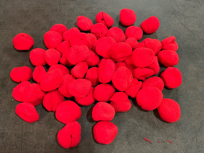 Photo 1 of Boao 60 Pieces Red Clown Noses Cosplay Noses Foam Circus Noses for Halloween Christmas Carnival Costume Party Dress Up