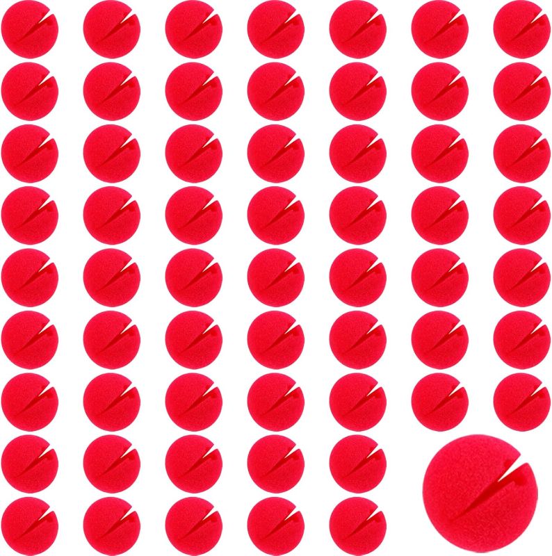 Photo 1 of Boao 60 Pieces Red Clown Noses Cosplay Noses Foam Circus Noses for Halloween Christmas Carnival Costume Party Dress Up
