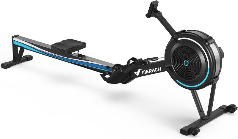 Photo 1 of MERACH Rowing Machines for Home, Adjustable Air Resistance Professional Indoor Rowing Machine, Ergonomic Comfort Seat, Performance Monitor and Device Holder, Easy Storage

