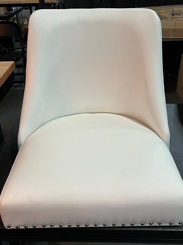 Photo 1 of Dining Chairs Set of 2 Mid Century Modern Living Room Chairs with Wood Legs Comfy Upholstered PU Leather Side Chair for Kitchen/Restaurant/Bedroom, White