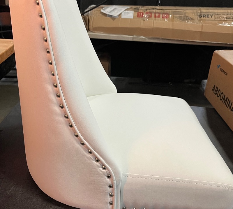Photo 1 of Dining Chairs Set of 2 Mid Century Modern Living Room Chairs with Wood Legs Comfy Upholstered PU Leather Side Chair for Kitchen/Restaurant/Bedroom, White