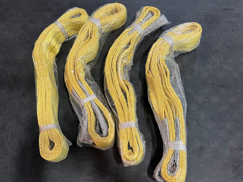 Photo 1 of 4 Pcs Lift Sling Straps Heavy Duty Web Slings Straps Polyester Nylon for Hoist Car Outdoor Using
