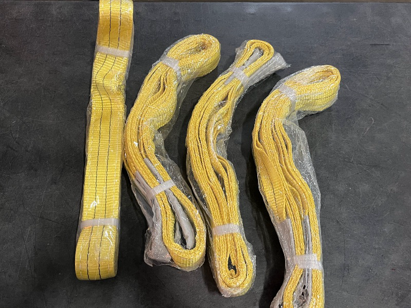 Photo 1 of 4 Pcs Lift Sling Straps Heavy Duty Web Slings Straps Polyester Nylon for Hoist Car Outdoor Using
