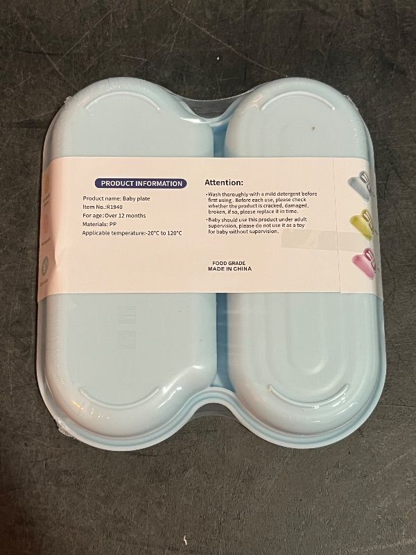 Photo 1 of 500ML Baby Plate with Two Compartments, Fork and Spoon -Blue
