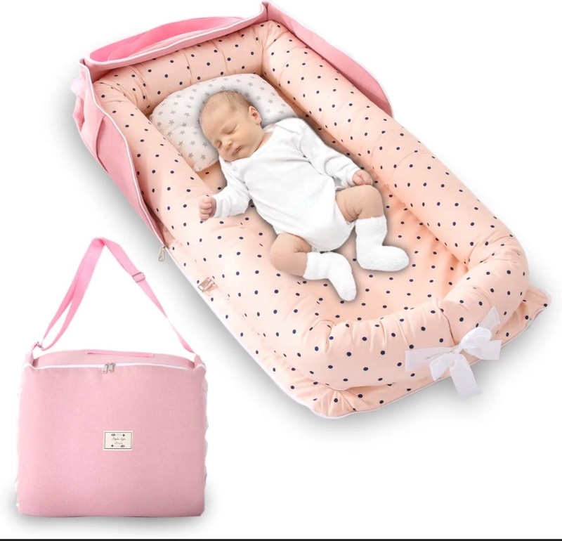 Photo 1 of Newborn Sleeping Bassinet Dreamy Baby Portable Lounger with Carring Bag - Pink 