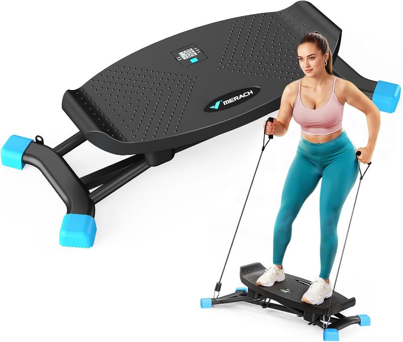 Photo 1 of MERACH Balance Board for Adults, Rocking Stepper with Resistance Bands, Portable Wobble Board Featuring LCD Monitor, 300 lbs Capacity Ski Balance Trainer for Full Body Workout at Home Gym
