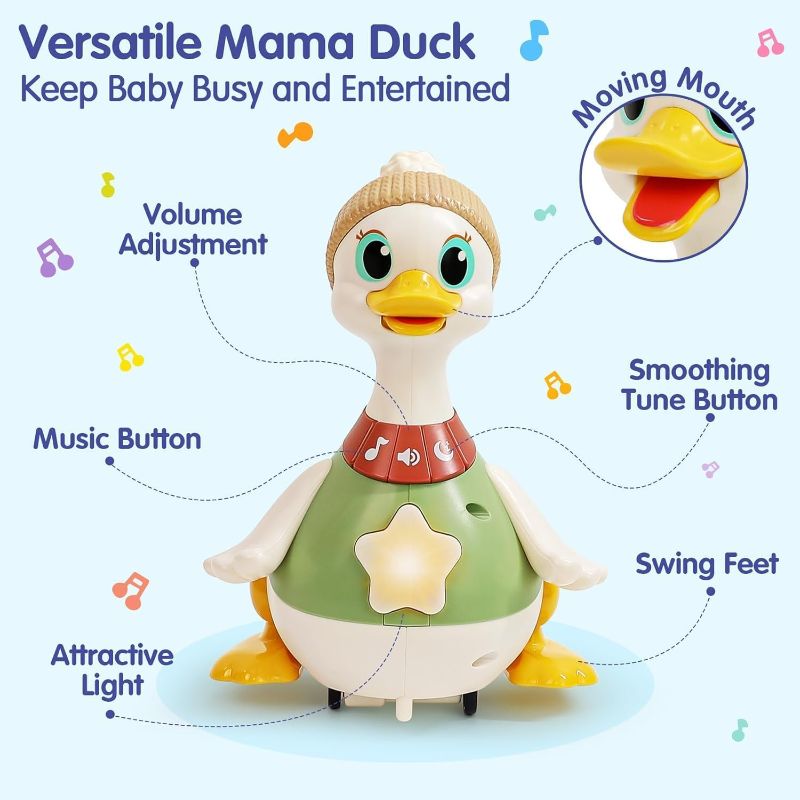 Photo 1 of HOLA Baby Toys 6-12 Months Musical Dancing Duck Toy Set with Mama Tummy Time Toys, Crawling and Interaction Modes 1 Year Old Girl Boy Baby Stocking Stuffers