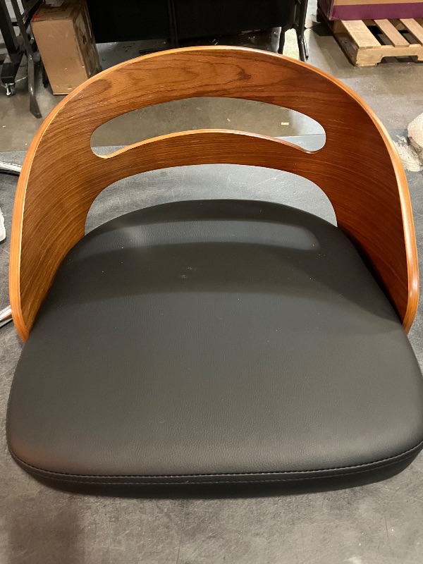 Photo 1 of Counter Stools Set of 1, Counter Height Bar Stools with Walnut Crafts, Bentwood Curved Back, Upholstered Faux Leather, Soft Cushion Seat, Swivel Counter Chairs for Island/Pub (Black, 26" Seat Height)
