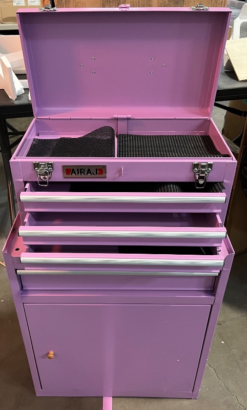 Photo 1 of *PURPLE* Black Tool Chest | 40" Industrial 6-Drawer Rolling Tool Cabinet with Single Door | Big Tool Box with Lock
