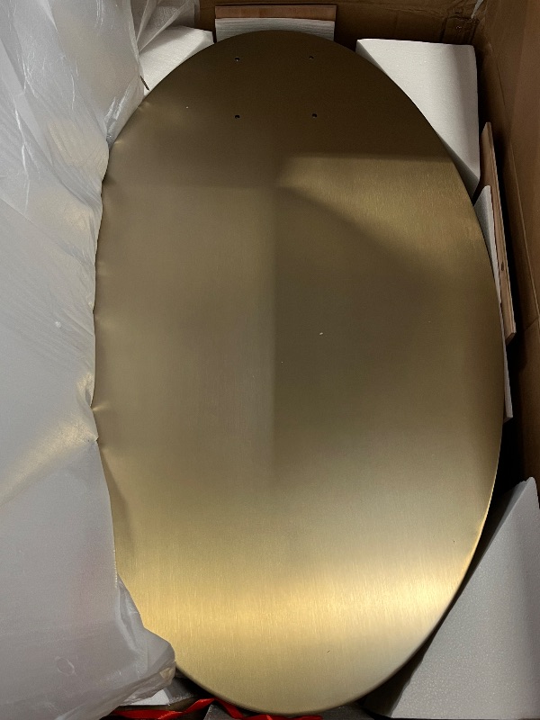 Photo 1 of Gold Oval Rotatable Top Coffee Table, 2 Tier Modern Luxury Center Table with 360° Swivel Round Top, Brushed Stainless Steel Base Tea Table for Apartment, Living Room, Office
