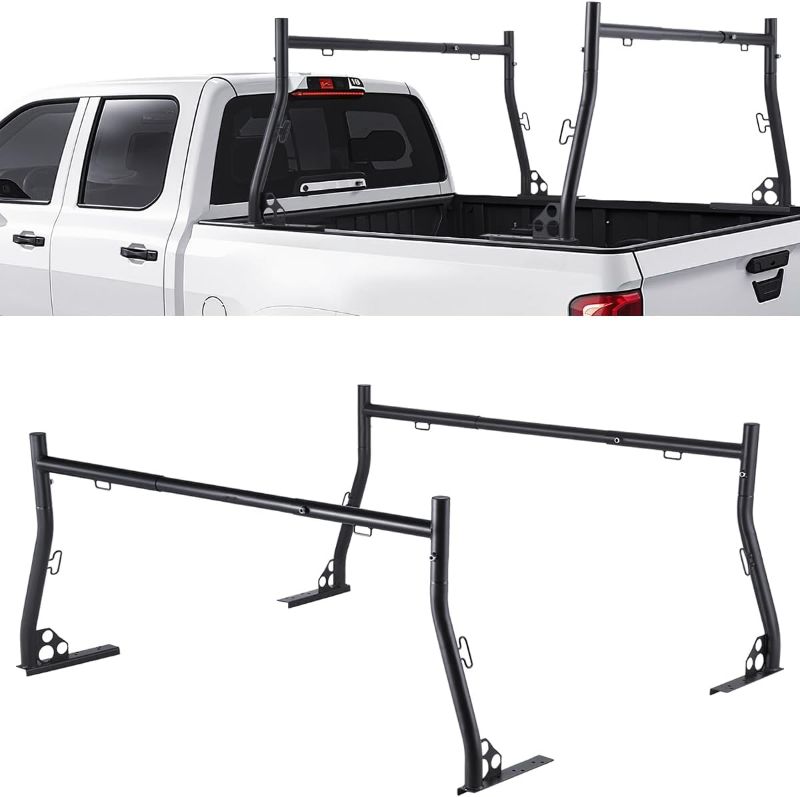 Photo 1 of VEVOR Truck Ladder Rack, 49-73 in Width, Extendable Universal Cargo Rack, Heavy Duty Steel with 800 lbs Static Load Capacity, Ideal for Canoes, Surfboards, Ladders, Lumber, Tents, and Large Cargo
