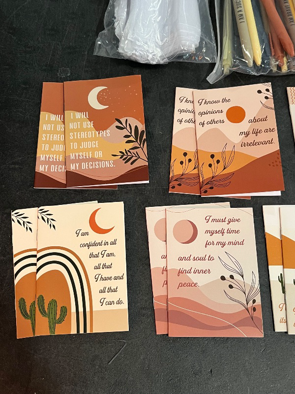 Photo 1 of 24 Set/48 Pcs Positive Affirmation Gift Set Gratitude Notebooks with Pens Small Bags Motivational Encouragement Notepads Daily Affirmations Journal for Women Stress Relief Self Care (Rainbow)

