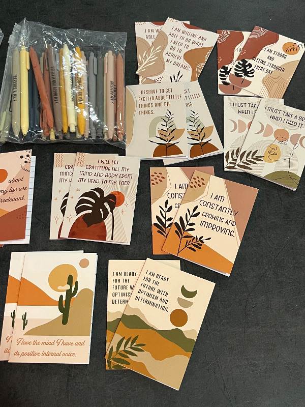 Photo 1 of 24 Set/48 Pcs Positive Affirmation Gift Set Gratitude Notebooks with Pens Small Bags Motivational Encouragement Notepads Daily Affirmations Journal for Women Stress Relief Self Care (Rainbow)
