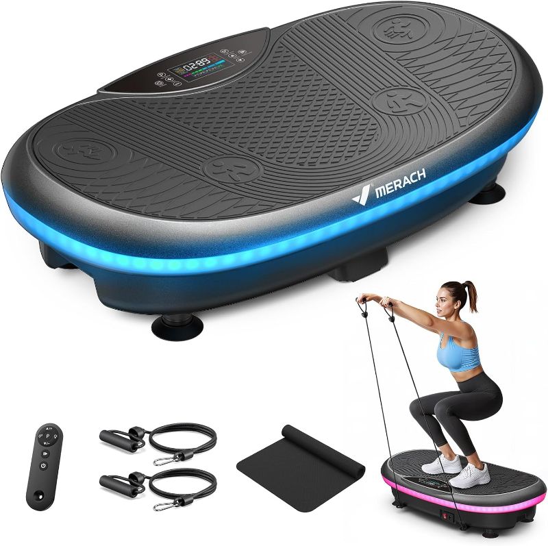 Photo 1 of PINK-MERACH Vibration Plate Exercise Machine, 4D Whole Body Workout Vibrating Platform for Lymphatic Drainage Weight Loss Muscle Activation, Home Fitness Equipment with Bluetooth Light Pull Cord
